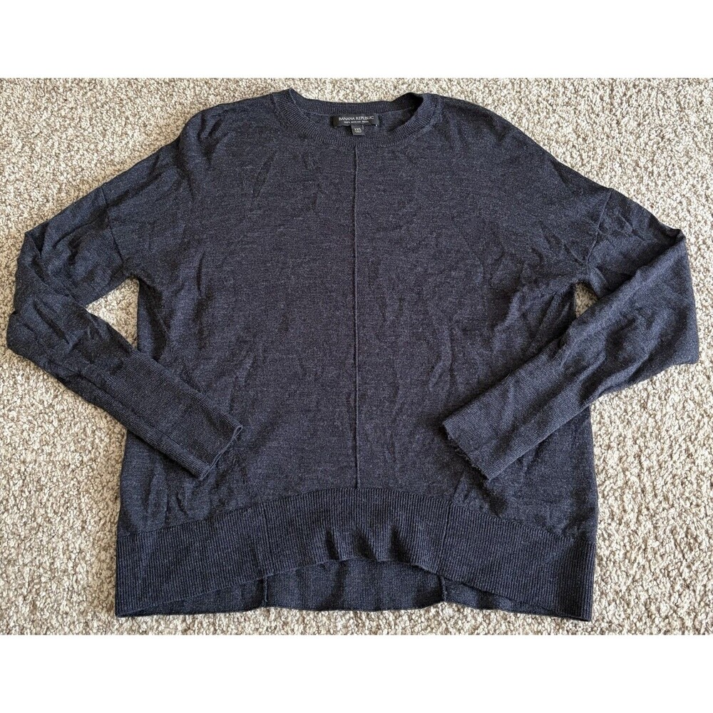 Women's Banana Republic Charcoal Gray Merino Wool Lightweight Sweater, Size XXS